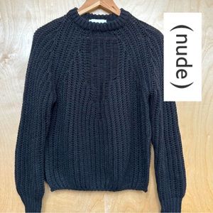 Nude Italy Cropped Alpaca Black Sweater